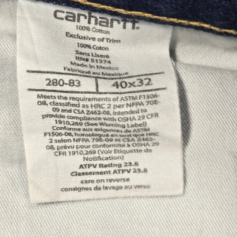 Carhartt Mens 40x32 Blue FR Flame Resistant Relaxed Straight Denim Work Pants‎